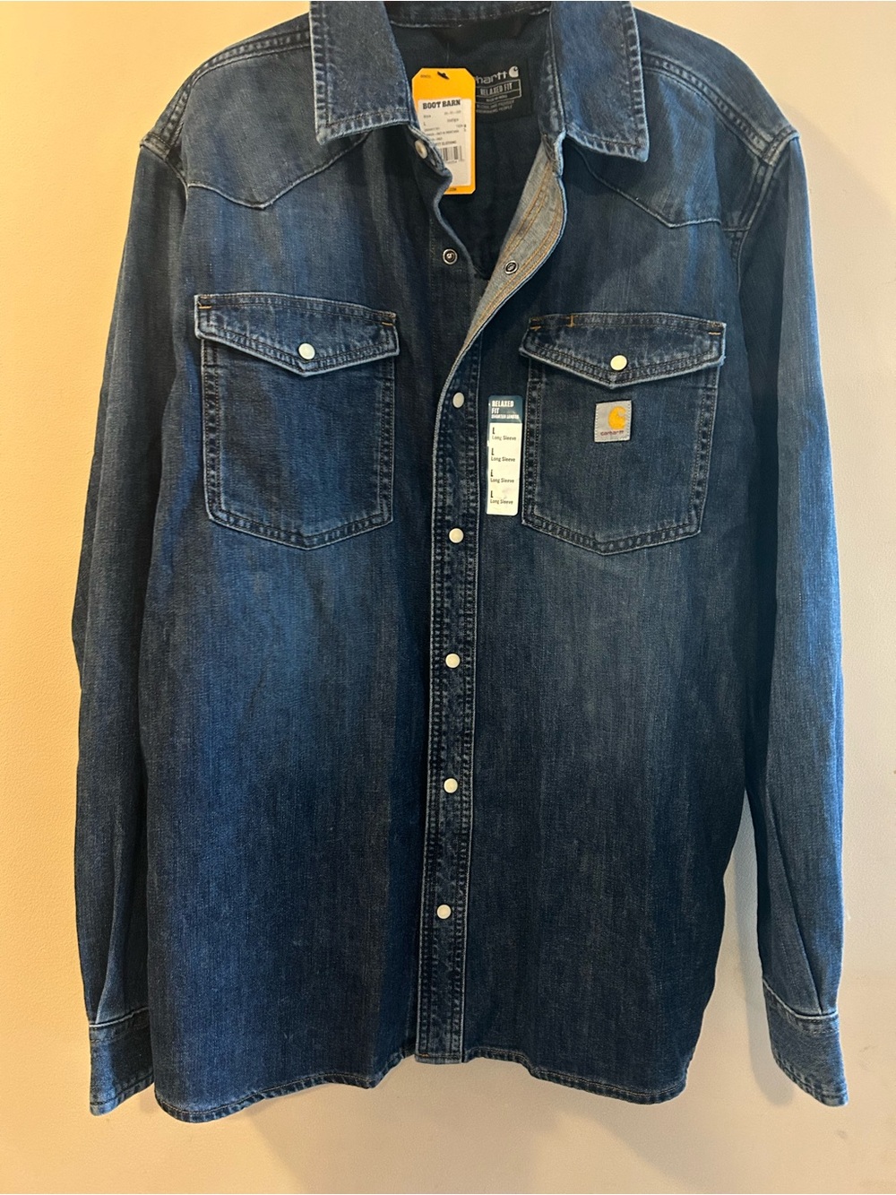 NWT, L Carhartt Men's Indigo Denim Shirt Jacket